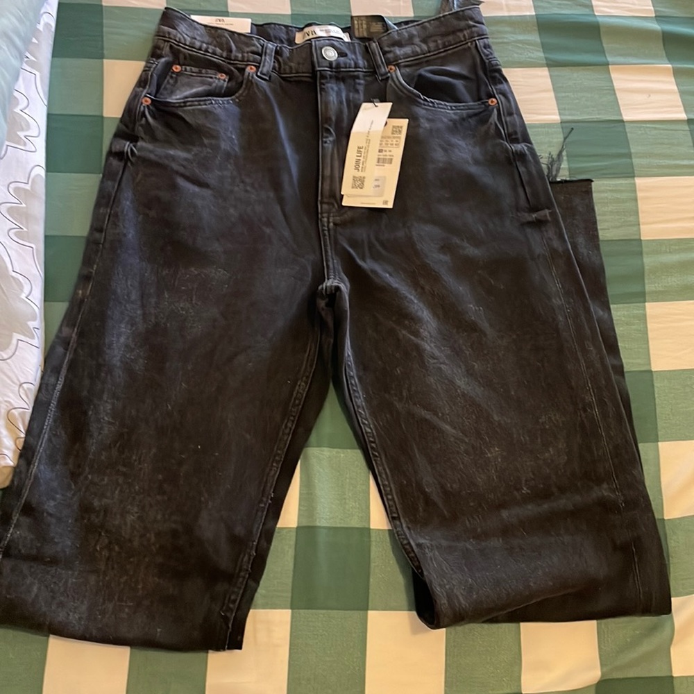 Zara high waisted black denim jeans